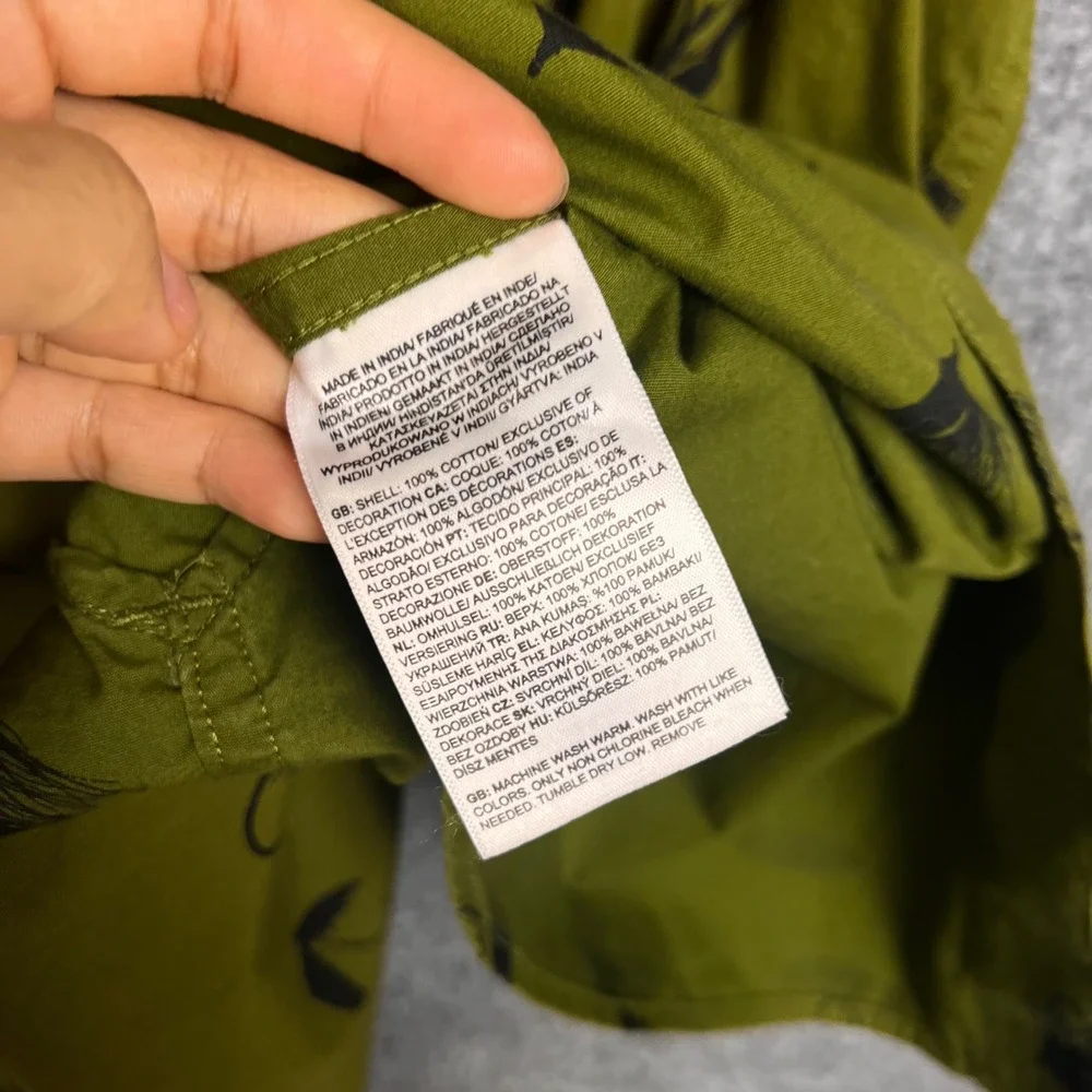 The North Face Button Up Shirt Mens XXL Green Excellent Fly Fishing Print Cotton